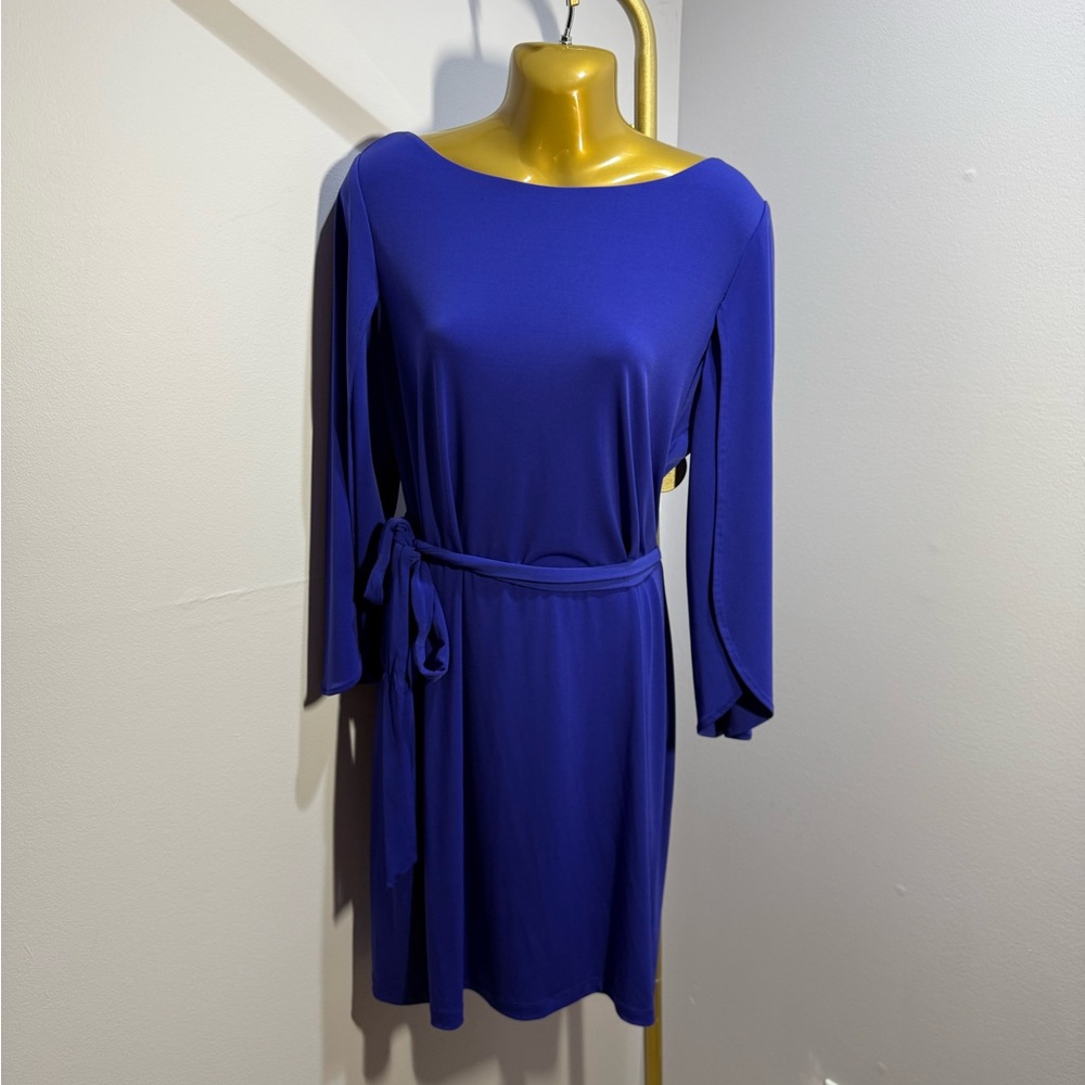 Calvin Klein Vibrant Blue Long Sleeve Dress Career Minimalist